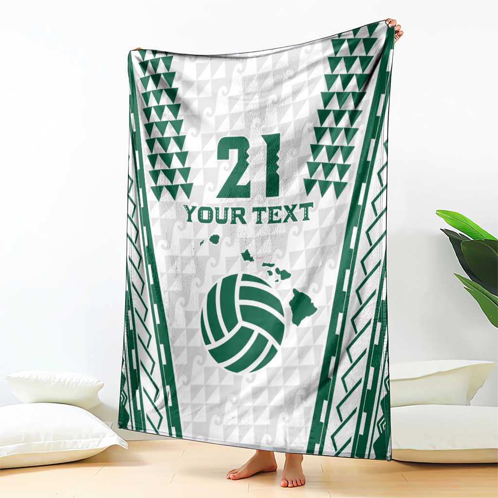 Polynesian Hawaii Volleyball Custom Blanket White Kakau with Map Motif