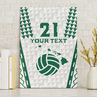Polynesian Hawaii Volleyball Custom Canvas Wall Art White Kakau with Map Motif
