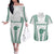Polynesian Hawaii Volleyball Custom Couples Matching Off The Shoulder Long Sleeve Dress and Hawaiian Shirt White Kakau with Map Motif