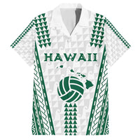 Polynesian Hawaii Volleyball Custom Family Matching Off Shoulder Maxi Dress and Hawaiian Shirt White Kakau with Map Motif LT9 Dad's Shirt - Short Sleeve White - Polynesian Pride