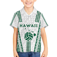 Polynesian Hawaii Volleyball Custom Family Matching Off Shoulder Short Dress and Hawaiian Shirt White Kakau with Map Motif LT9 Son's Shirt White - Polynesian Pride