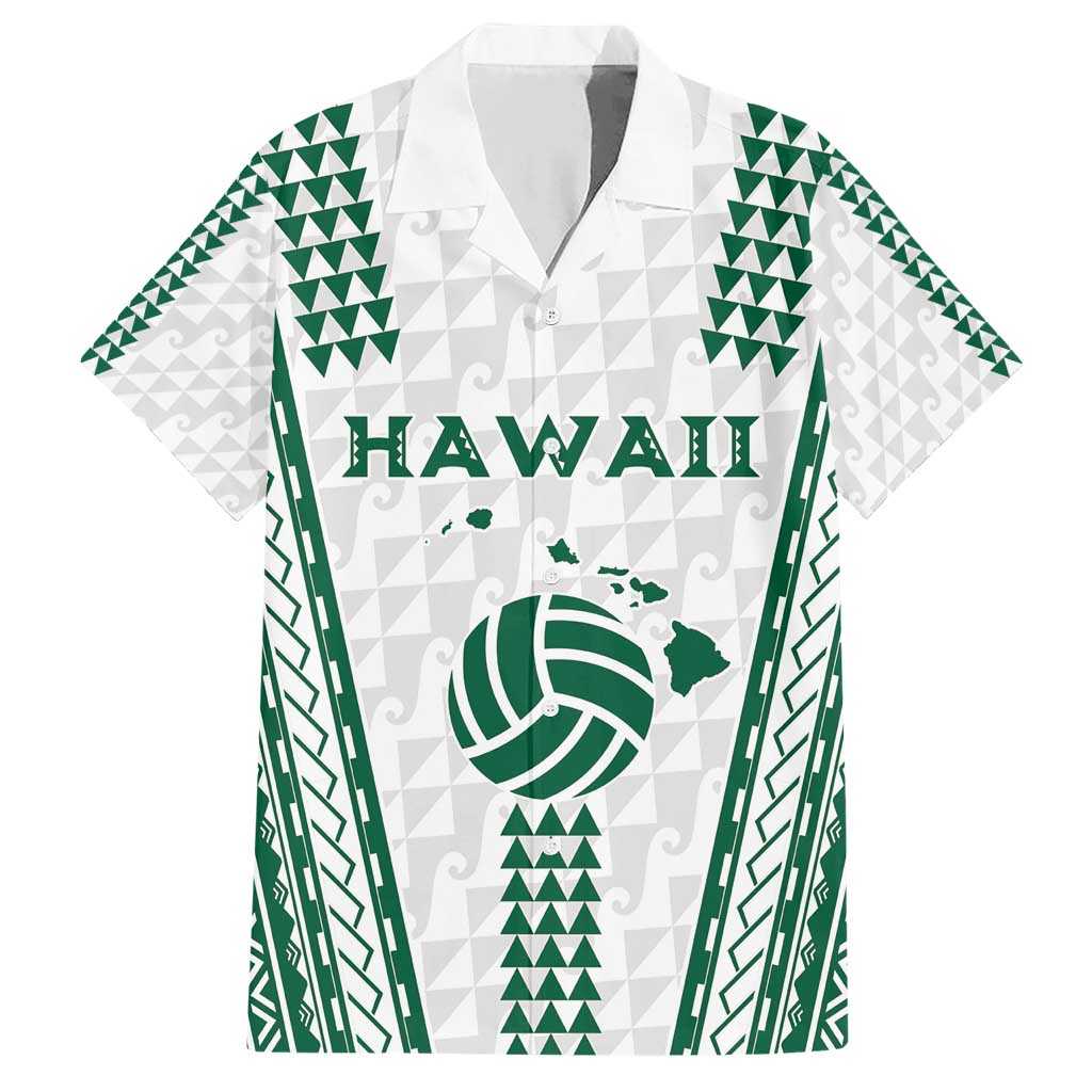 Polynesian Hawaii Volleyball Custom Family Matching Short Sleeve Bodycon Dress and Hawaiian Shirt White Kakau with Map Motif LT9 Dad's Shirt - Short Sleeve White - Polynesian Pride