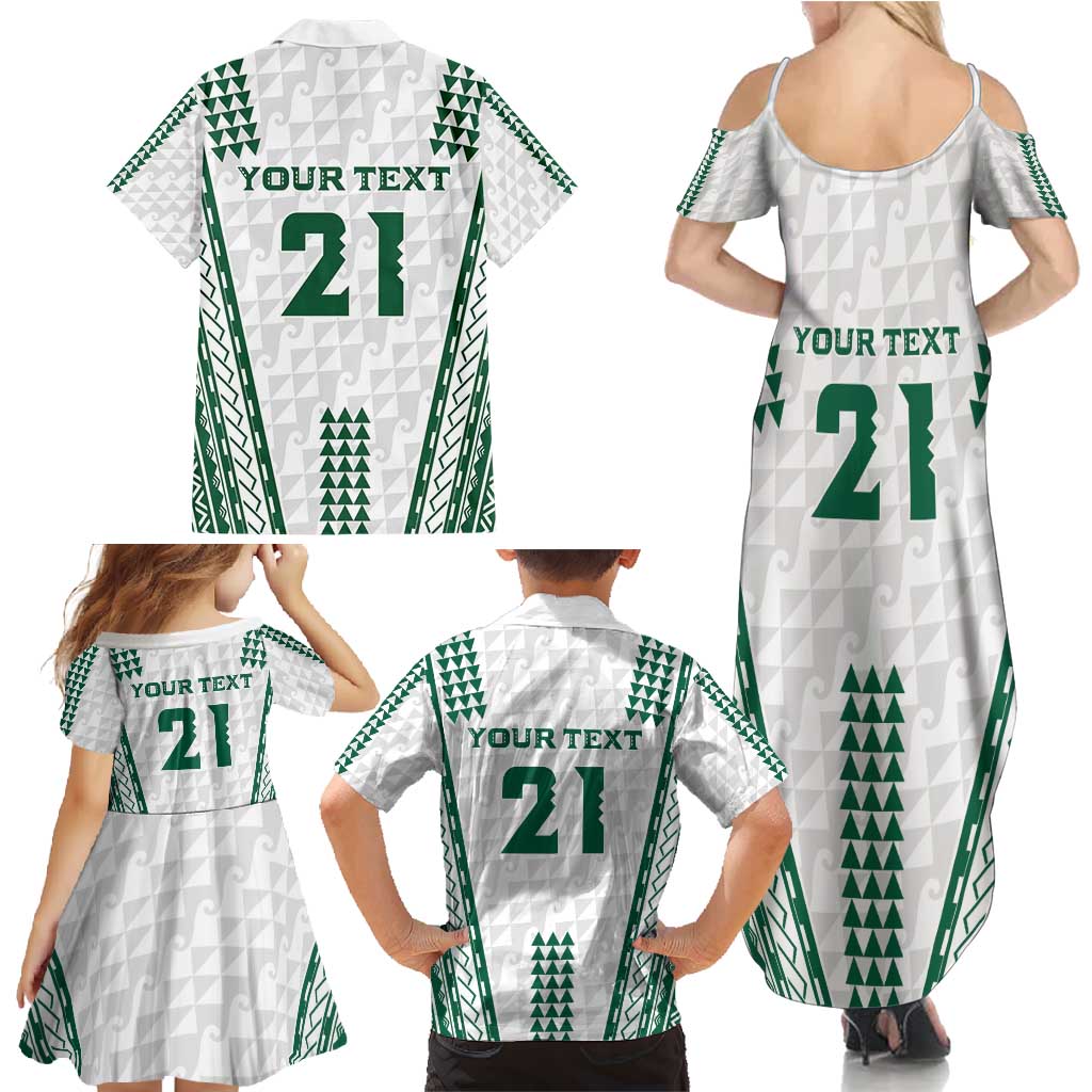 Polynesian Hawaii Volleyball Custom Family Matching Summer Maxi Dress and Hawaiian Shirt White Kakau with Map Motif LT9 - Polynesian Pride