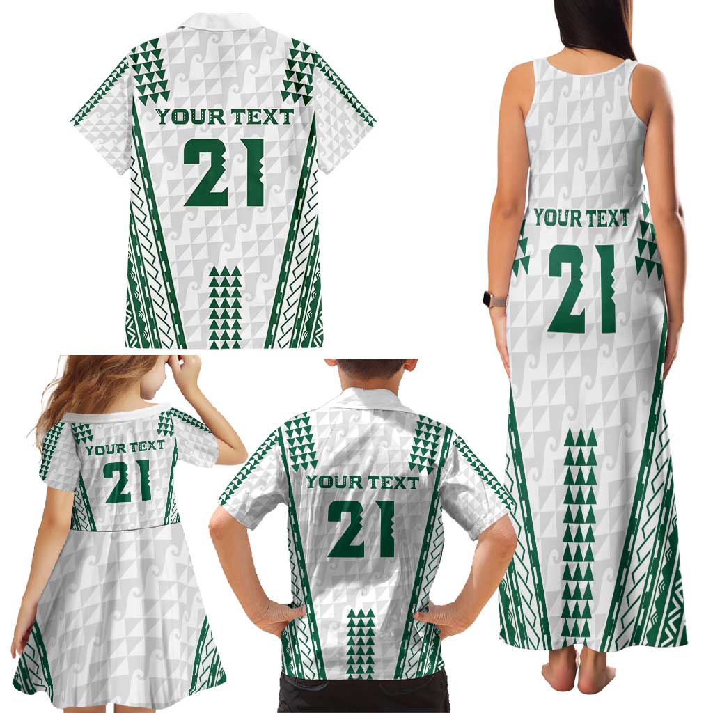 Polynesian Hawaii Volleyball Custom Family Matching Tank Maxi Dress and Hawaiian Shirt White Kakau with Map Motif LT9 - Polynesian Pride