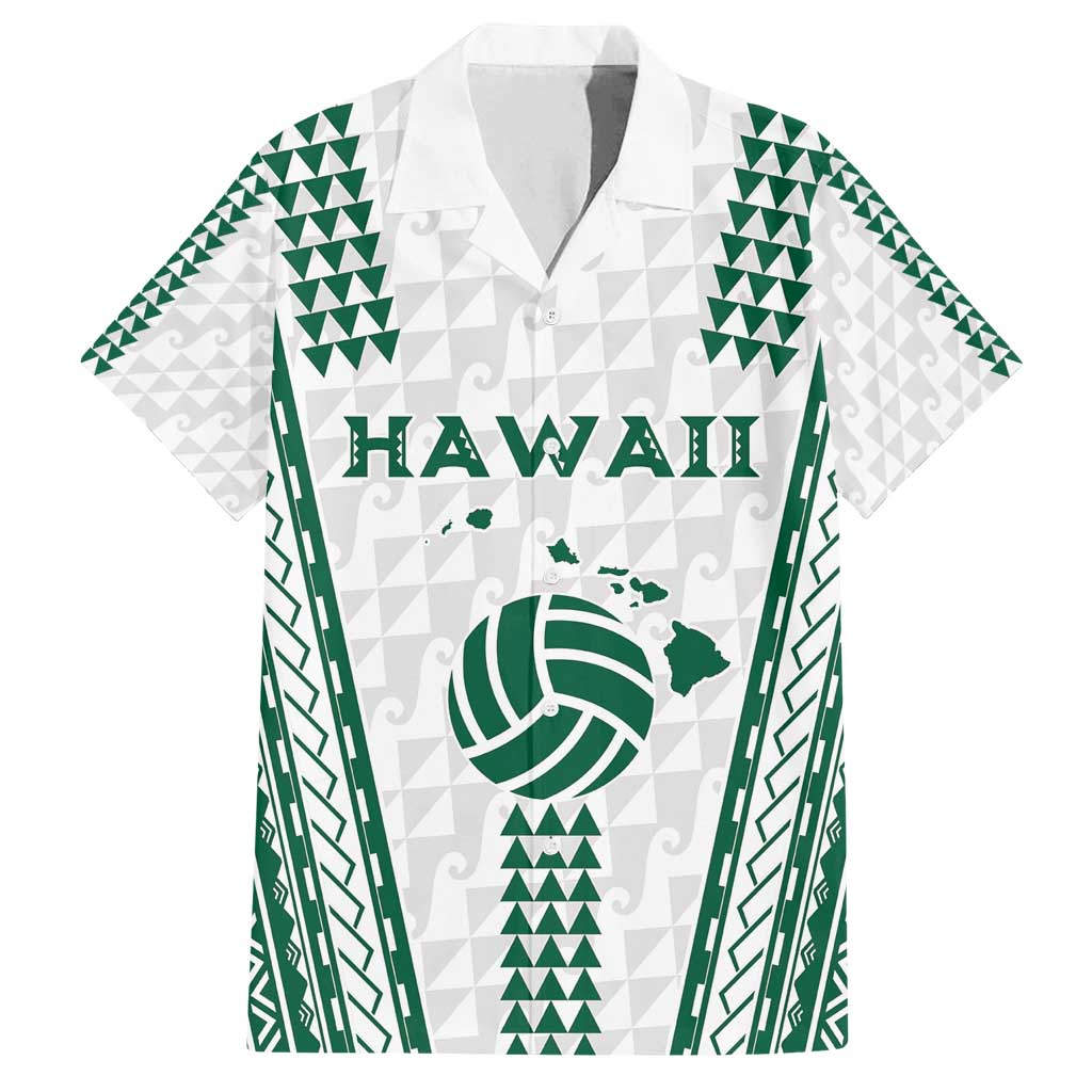 Polynesian Hawaii Volleyball Custom Family Matching Tank Maxi Dress and Hawaiian Shirt White Kakau with Map Motif LT9 Dad's Shirt - Short Sleeve White - Polynesian Pride