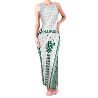 Polynesian Hawaii Volleyball Custom Family Matching Tank Maxi Dress and Hawaiian Shirt White Kakau with Map Motif LT9 Mom's Dress White - Polynesian Pride