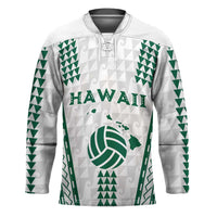 Polynesian Hawaii Volleyball Custom Hockey Jersey White Kakau with Map Motif - Polynesian Pride