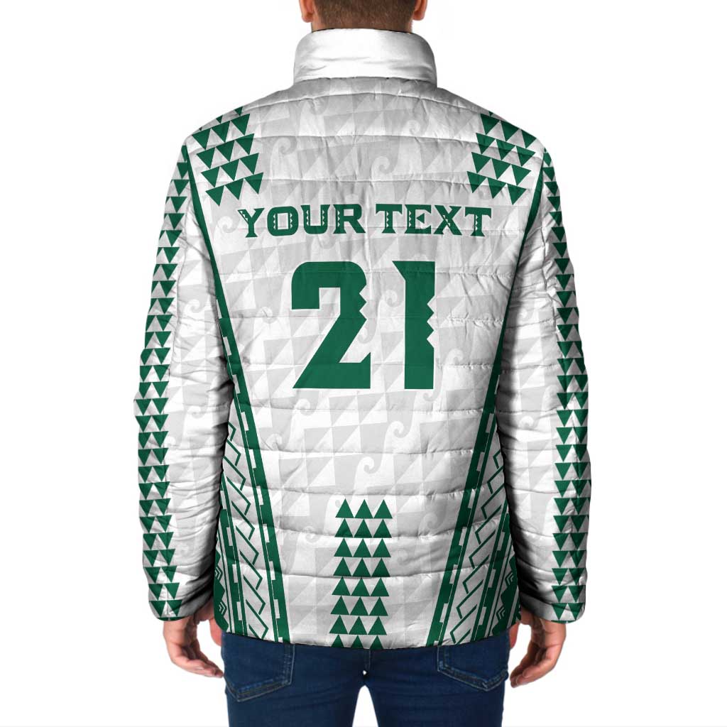 Polynesian Hawaii Volleyball Custom Padded Jacket White Kakau with Map Motif - Polynesian Pride