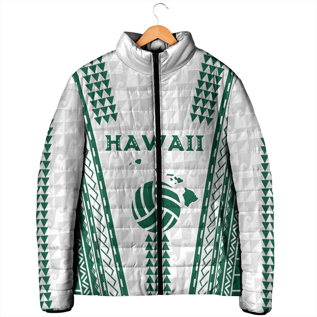 Polynesian Hawaii Volleyball Custom Padded Jacket White Kakau with Map Motif - Polynesian Pride