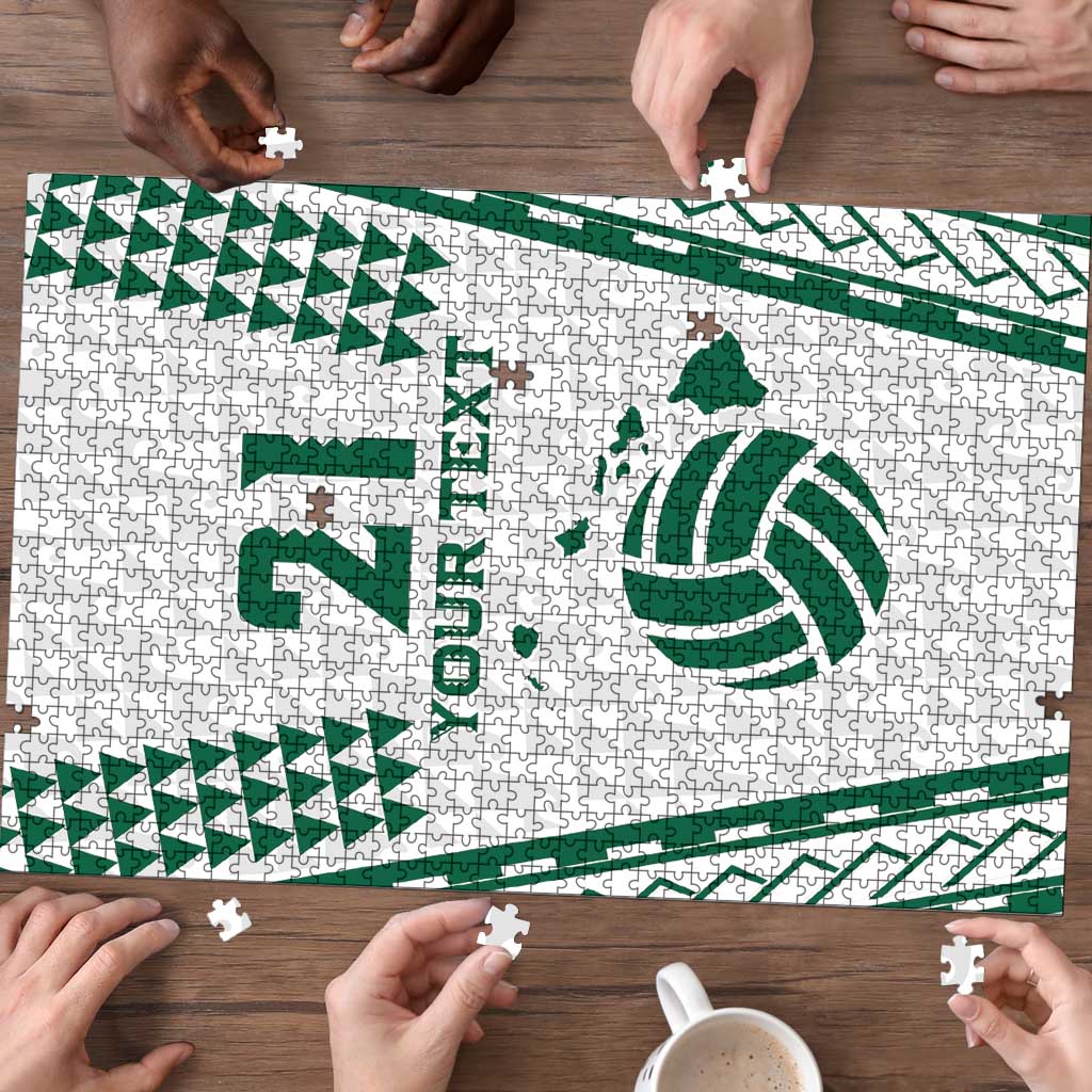 Polynesian Hawaii Volleyball Custom Puzzle White Kakau with Map Motif - Polynesian Pride