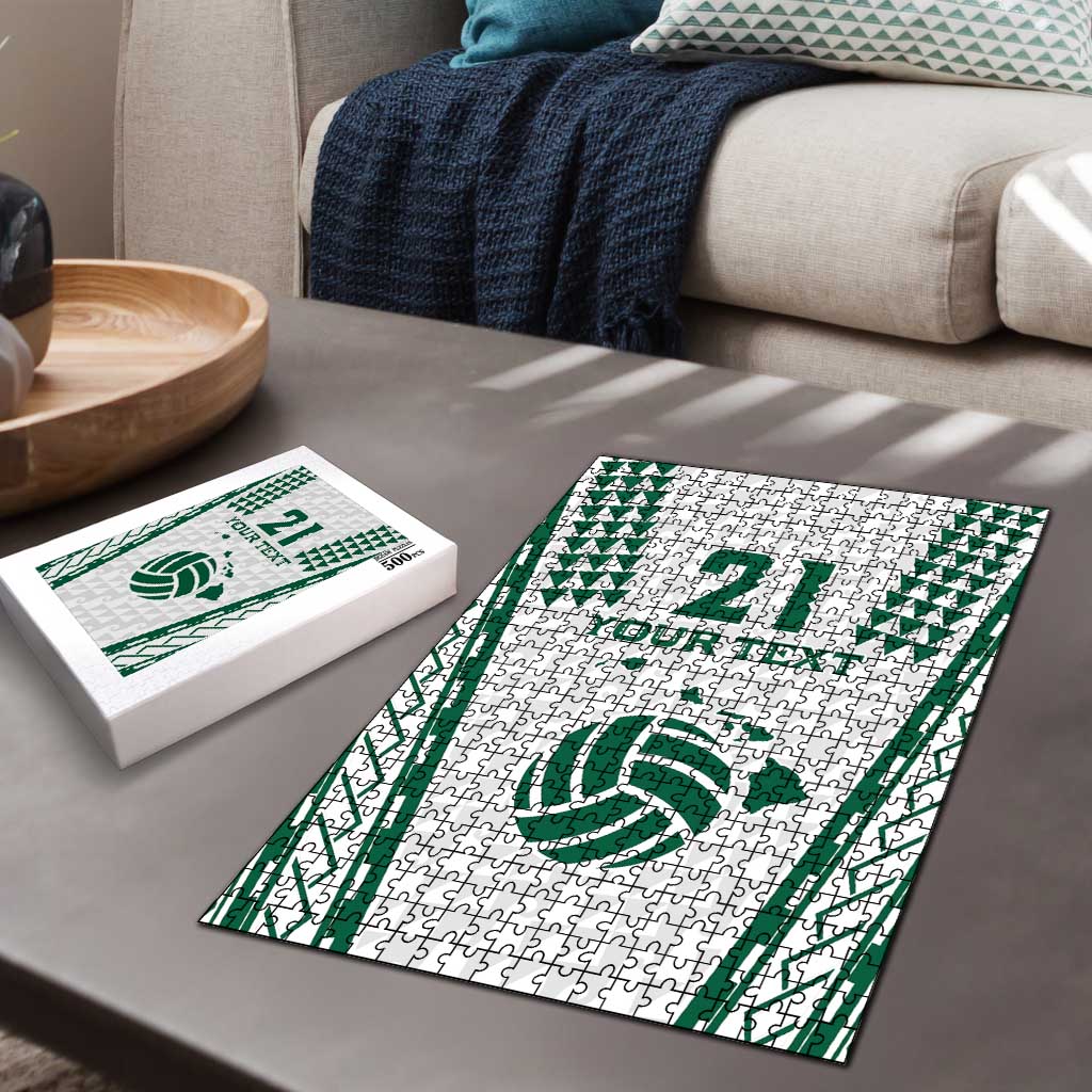 Polynesian Hawaii Volleyball Custom Puzzle White Kakau with Map Motif - Polynesian Pride
