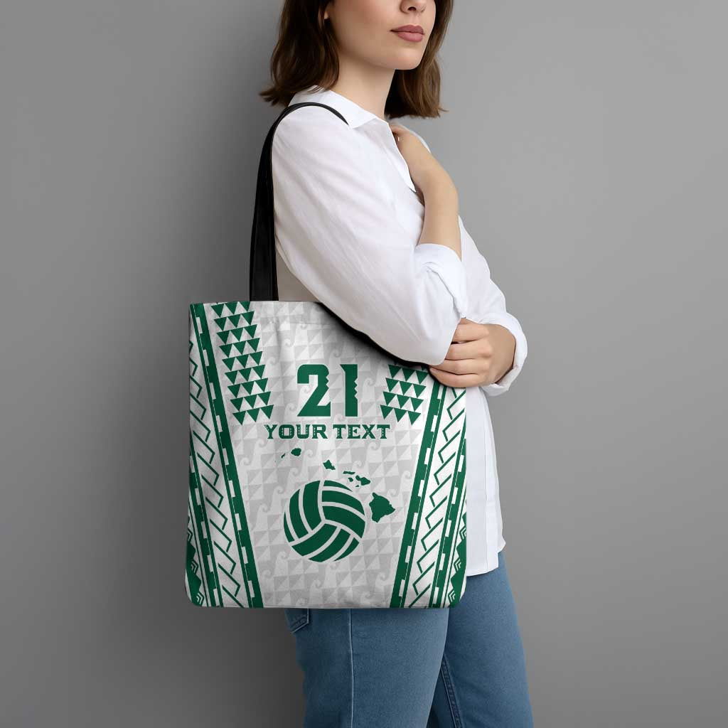Polynesian Hawaii Volleyball Custom Tote Bag White Kakau with Map Motif - Polynesian Pride