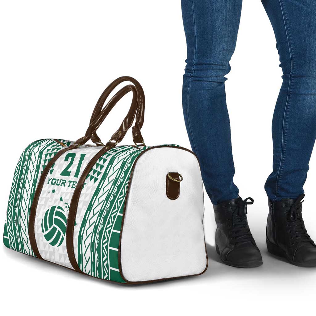Polynesian Hawaii Volleyball Custom Travel Bag White Kakau with Map Motif - Polynesian Pride