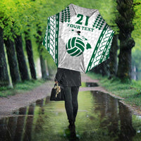 Polynesian Hawaii Volleyball Custom Umbrella White Kakau with Map Motif - Polynesian Pride
