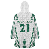 Polynesian Hawaii Volleyball Custom Wearable Blanket Hoodie White Kakau with Map Motif