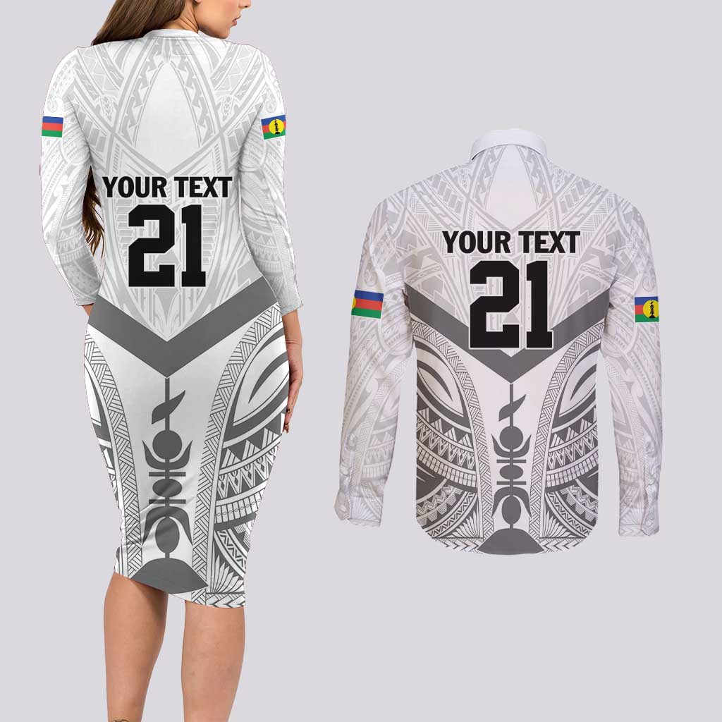 New Caledonia Football Custom Couples Matching Long Sleeve Bodycon Dress and Long Sleeve Button Shirt Go Champions Les Cagous LT9 - Polynesian Pride