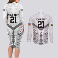 New Caledonia Football Custom Couples Matching Long Sleeve Bodycon Dress and Long Sleeve Button Shirt Go Champions Les Cagous LT9 - Polynesian Pride