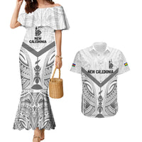 New Caledonia Football Custom Couples Matching Mermaid Dress and Hawaiian Shirt Go Champions Les Cagous LT9 White - Polynesian Pride