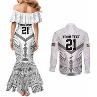New Caledonia Football Custom Couples Matching Mermaid Dress and Long Sleeve Button Shirt Go Champions Les Cagous LT9 - Polynesian Pride