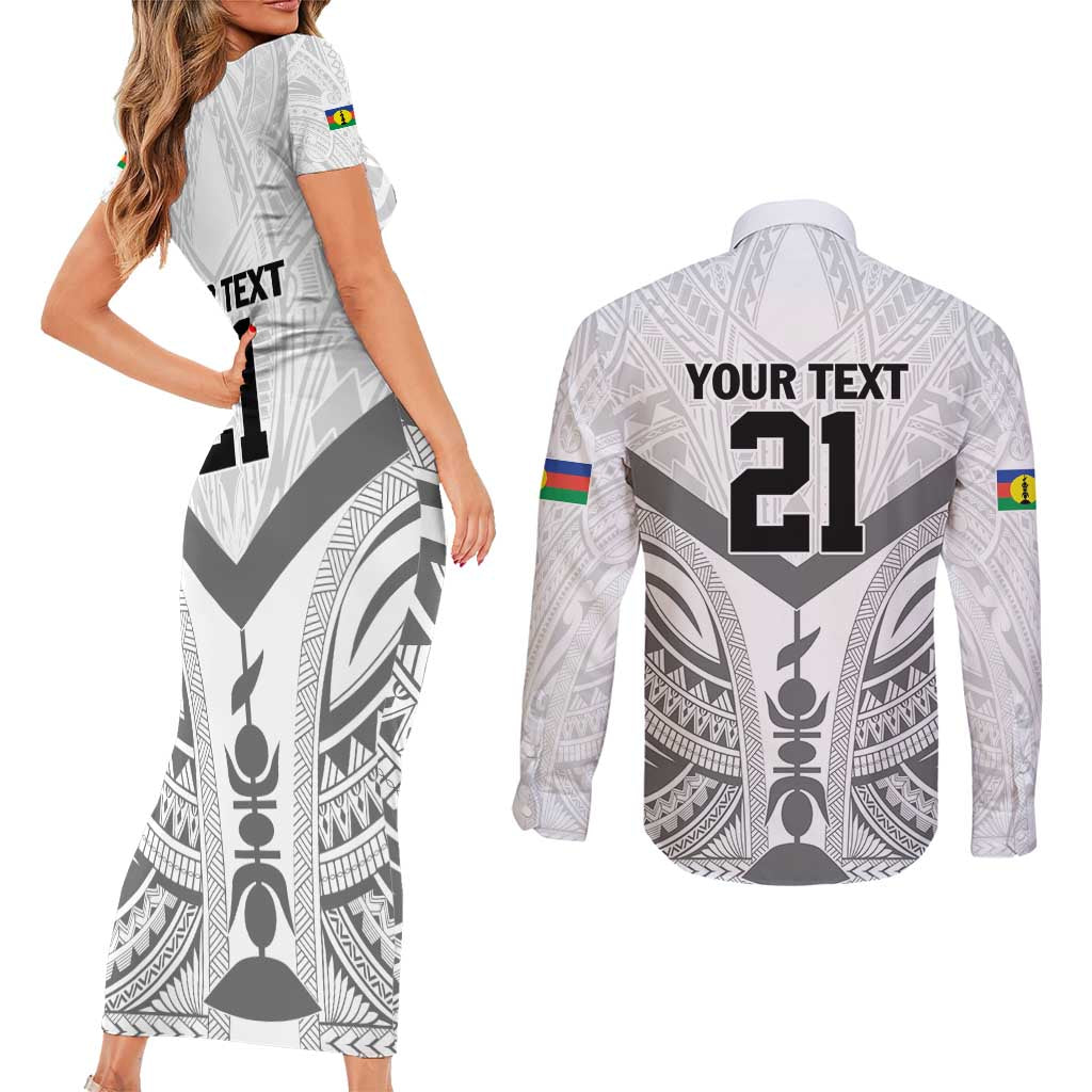 New Caledonia Football Custom Couples Matching Short Sleeve Bodycon Dress and Long Sleeve Button Shirt Go Champions Les Cagous LT9 - Polynesian Pride