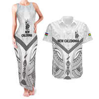 New Caledonia Football Custom Couples Matching Tank Maxi Dress and Hawaiian Shirt Go Champions Les Cagous LT9 White - Polynesian Pride
