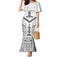 New Caledonia Football Custom Family Matching Mermaid Dress and Hawaiian Shirt Go Champions Les Cagous LT9 Mom's Dress White - Polynesian Pride