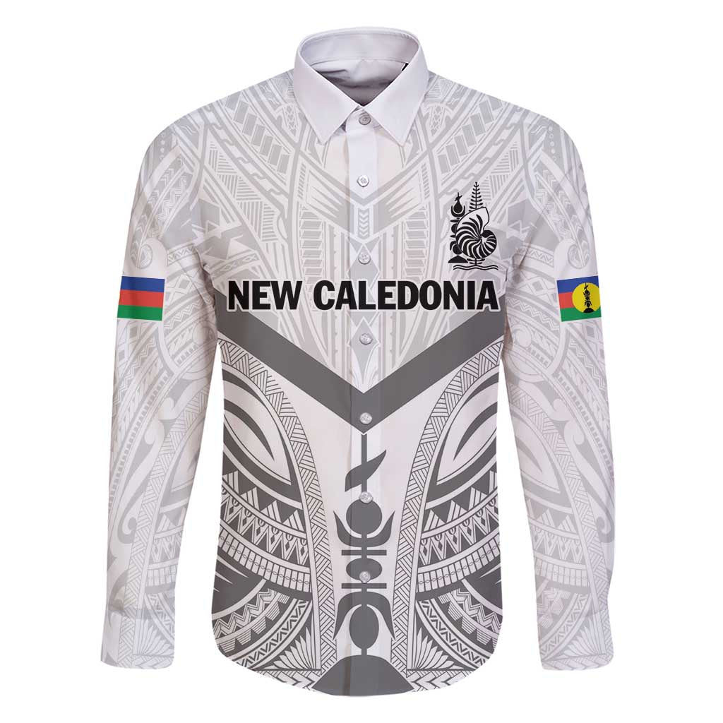 New Caledonia Football Custom Family Matching Off Shoulder Maxi Dress and Hawaiian Shirt Go Champions Les Cagous LT9 Dad's Shirt - Long Sleeve White - Polynesian Pride