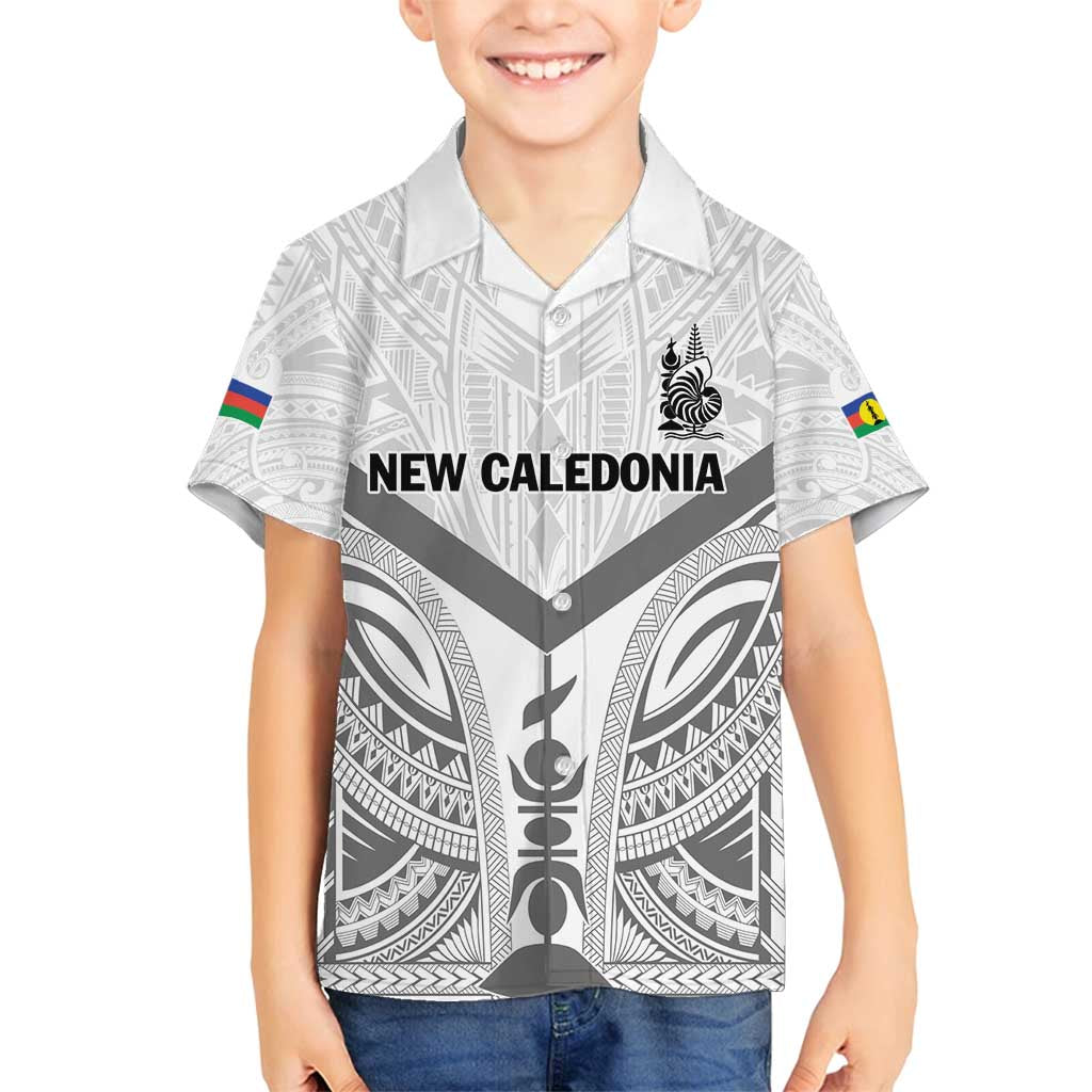 New Caledonia Football Custom Family Matching Off Shoulder Maxi Dress and Hawaiian Shirt Go Champions Les Cagous LT9 Son's Shirt White - Polynesian Pride