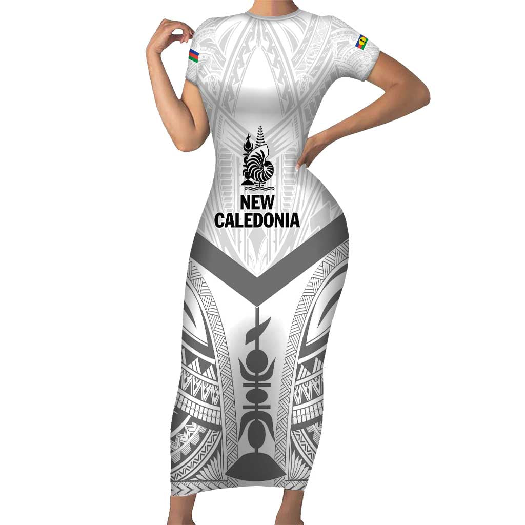 New Caledonia Football Custom Family Matching Short Sleeve Bodycon Dress and Hawaiian Shirt Go Champions Les Cagous LT9 Mom's Dress White - Polynesian Pride