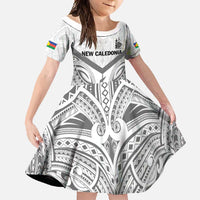 New Caledonia Football Custom Family Matching Tank Maxi Dress and Hawaiian Shirt Go Champions Les Cagous LT9 Daughter's Dress White - Polynesian Pride
