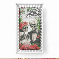 Skeleton Love for Valentine’s Day Baby Bed Cover Polynesian Tribal Love Forever LT9 28 × 52 in White - Polynesian Pride