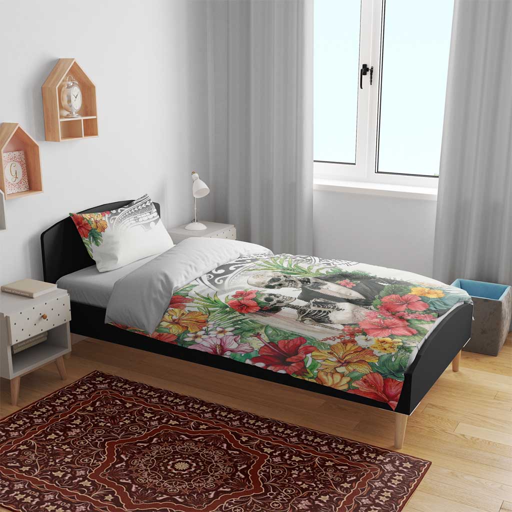 Skeleton Love for Valentine’s Day Bedding Set Polynesian Tribal Love Forever