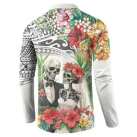 Skeleton Love for Valentine’s Day Button Sweatshirt Polynesian Tribal Love Forever
