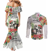 Skeleton Love for Valentine’s Day Couples Matching Mermaid Dress and Long Sleeve Button Shirt Polynesian Tribal Love Forever