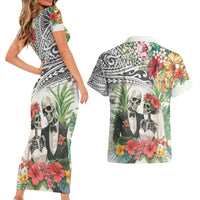 Skeleton Love for Valentines Day Couples Matching Short Sleeve Bodycon Dress and Hawaiian Shirt Polynesian Tribal Love Forever LT9 - Polynesian Pride
