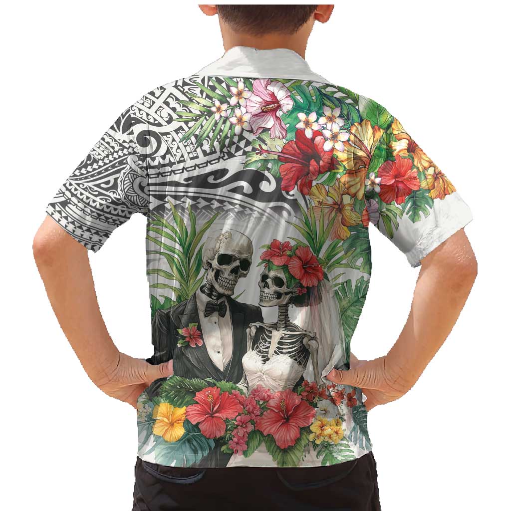 Skeleton Love for Valentines Day Family Matching Mermaid Dress and Hawaiian Shirt Polynesian Tribal Love Forever LT9 - Polynesian Pride