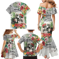 Skeleton Love for Valentines Day Family Matching Mermaid Dress and Hawaiian Shirt Polynesian Tribal Love Forever LT9 - Polynesian Pride