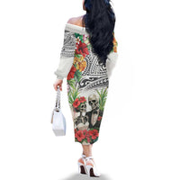 Skeleton Love for Valentines Day Family Matching Off The Shoulder Long Sleeve Dress and Hawaiian Shirt Polynesian Tribal Love Forever LT9 - Polynesian Pride