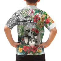 Skeleton Love for Valentines Day Family Matching Puletasi and Hawaiian Shirt Polynesian Tribal Love Forever LT9 - Polynesian Pride