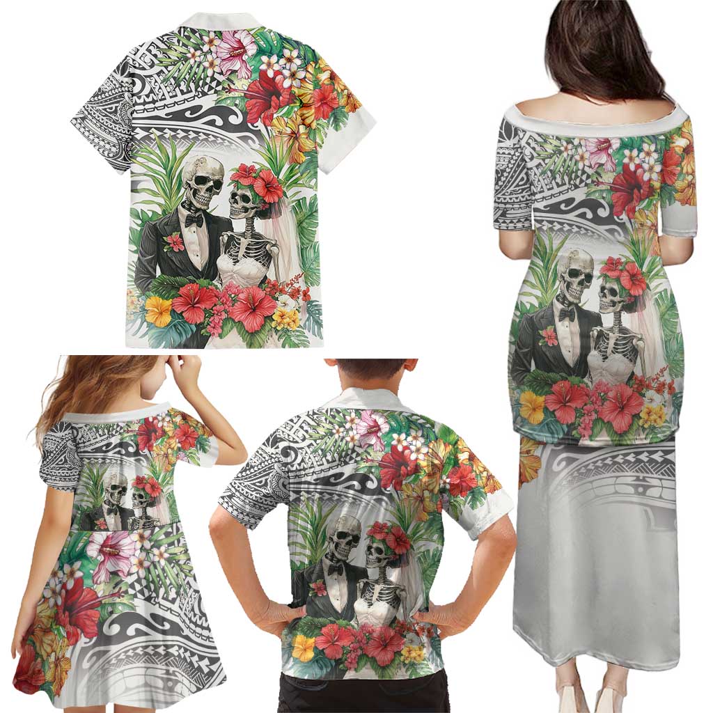 Skeleton Love for Valentines Day Family Matching Puletasi and Hawaiian Shirt Polynesian Tribal Love Forever LT9 - Polynesian Pride