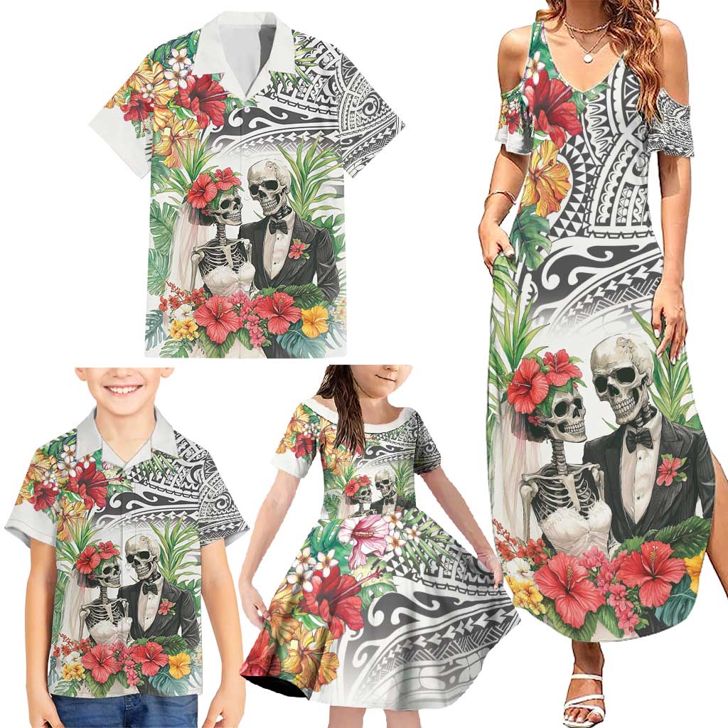 Skeleton Love for Valentines Day Family Matching Summer Maxi Dress and Hawaiian Shirt Polynesian Tribal Love Forever LT9 - Polynesian Pride