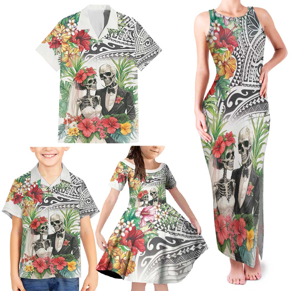 Skeleton Love for Valentines Day Family Matching Tank Maxi Dress and Hawaiian Shirt Polynesian Tribal Love Forever LT9 - Polynesian Pride