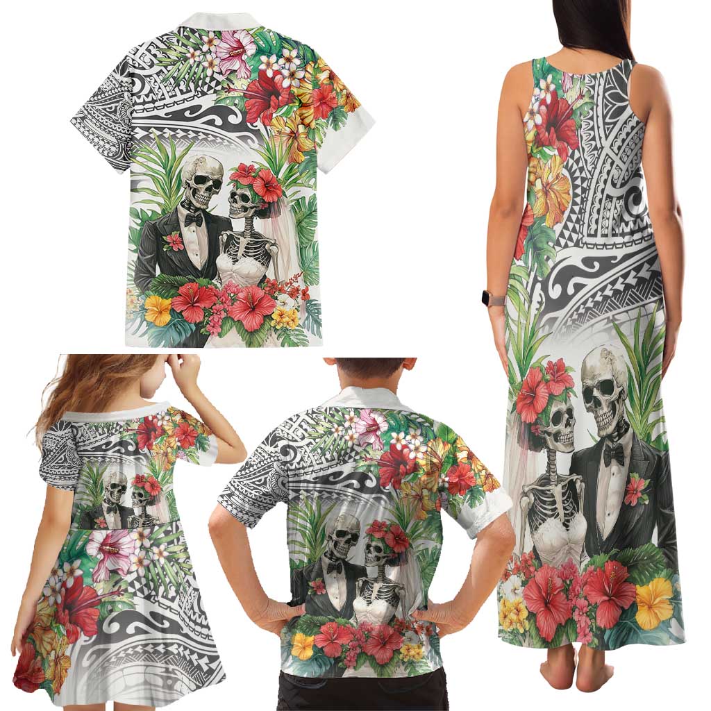 Skeleton Love for Valentines Day Family Matching Tank Maxi Dress and Hawaiian Shirt Polynesian Tribal Love Forever LT9 - Polynesian Pride