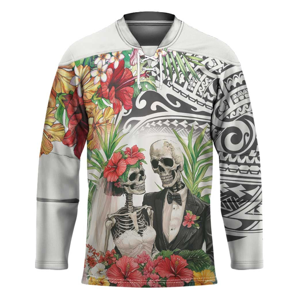 Skeleton Love for Valentine’s Day Hockey Jersey Polynesian Tribal Love Forever - Polynesian Pride
