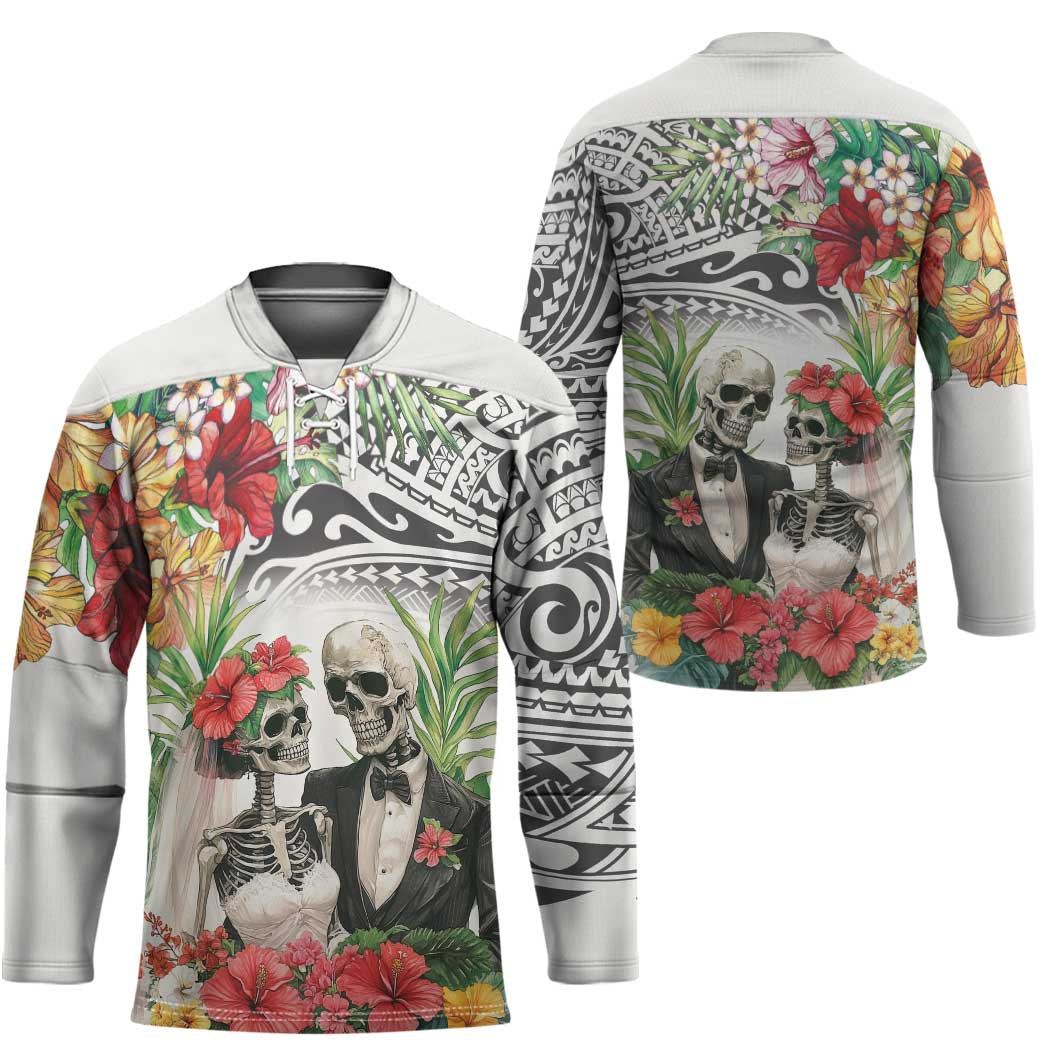 Skeleton Love for Valentine’s Day Hockey Jersey Polynesian Tribal Love Forever - Polynesian Pride