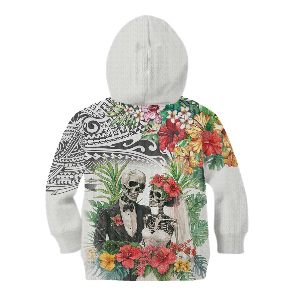 Skeleton Love for Valentines Day Kid Hoodie Polynesian Tribal Love Forever LT9 - Polynesian Pride