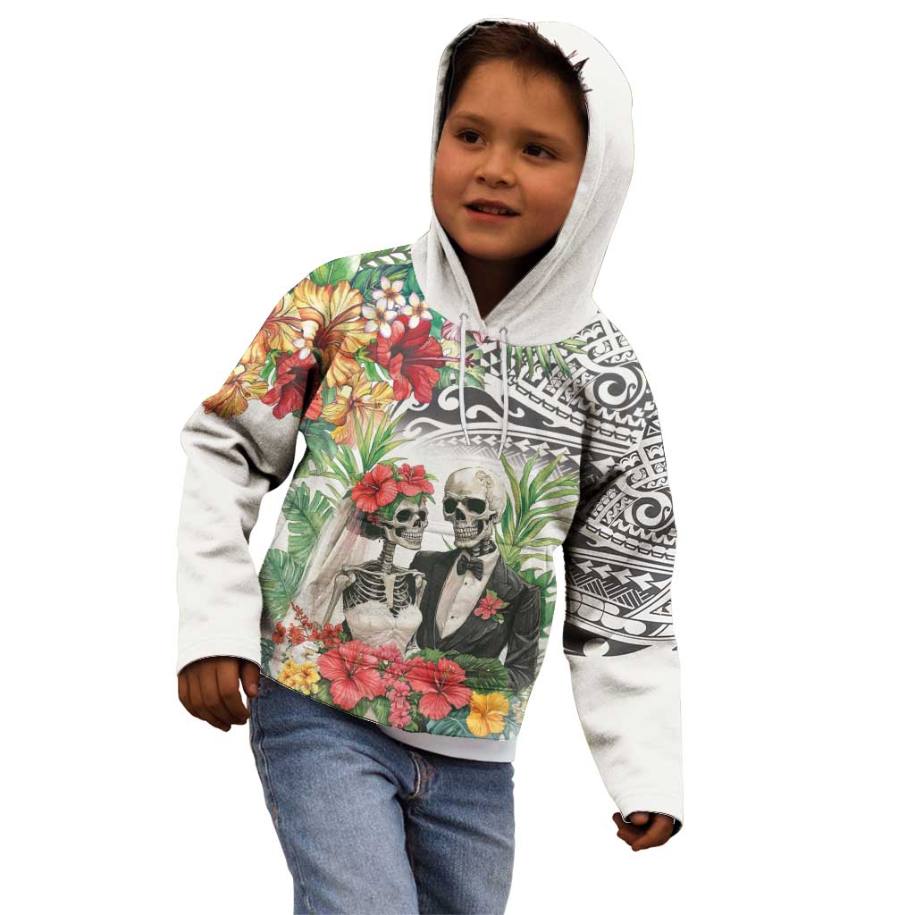 Skeleton Love for Valentines Day Kid Hoodie Polynesian Tribal Love Forever LT9 - Polynesian Pride