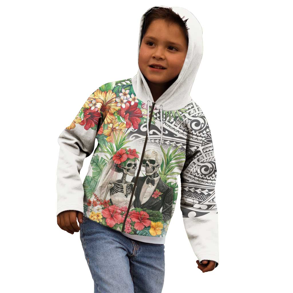 Skeleton Love for Valentines Day Kid Hoodie Polynesian Tribal Love Forever LT9 - Polynesian Pride