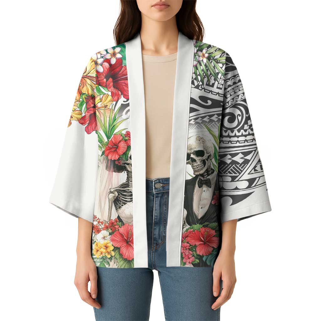 Skeleton Love for Valentines Day Kimono Polynesian Tribal Love Forever LT9 - Polynesian Pride