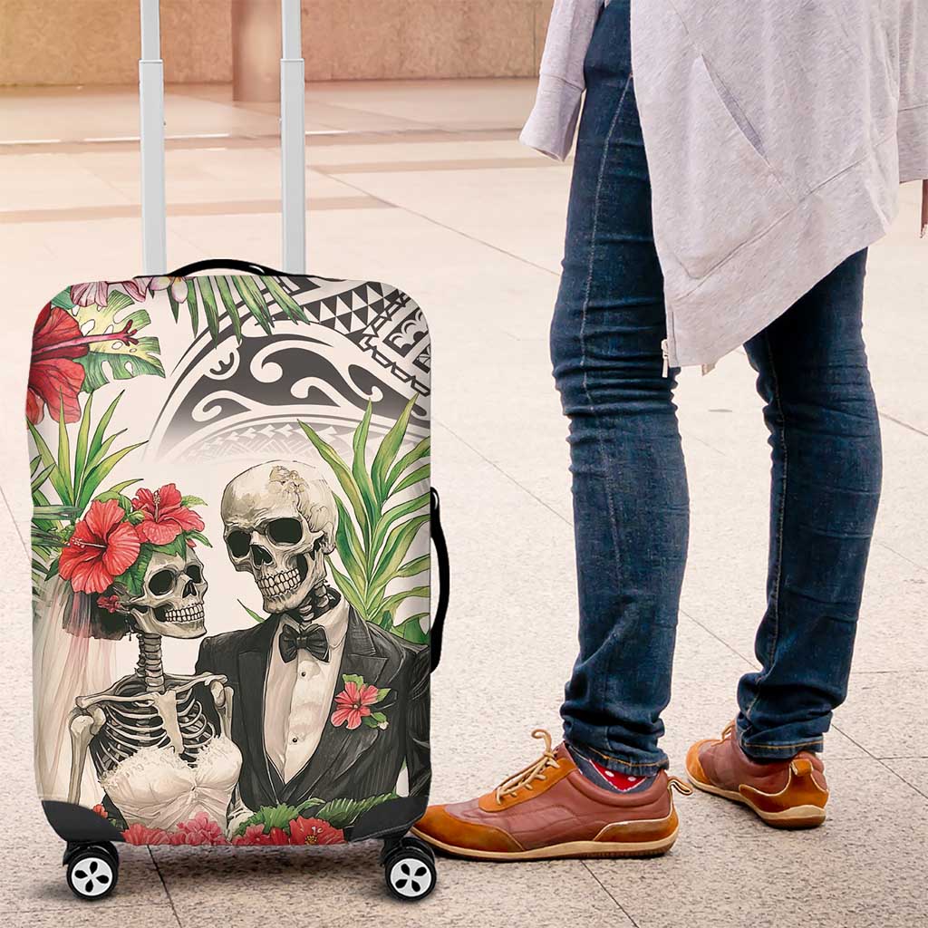 Skeleton Love for Valentine’s Day Luggage Cover Polynesian Tribal Love Forever